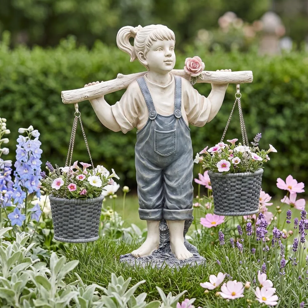 Flowers for Felicity Little Girl Garden Statue: Large