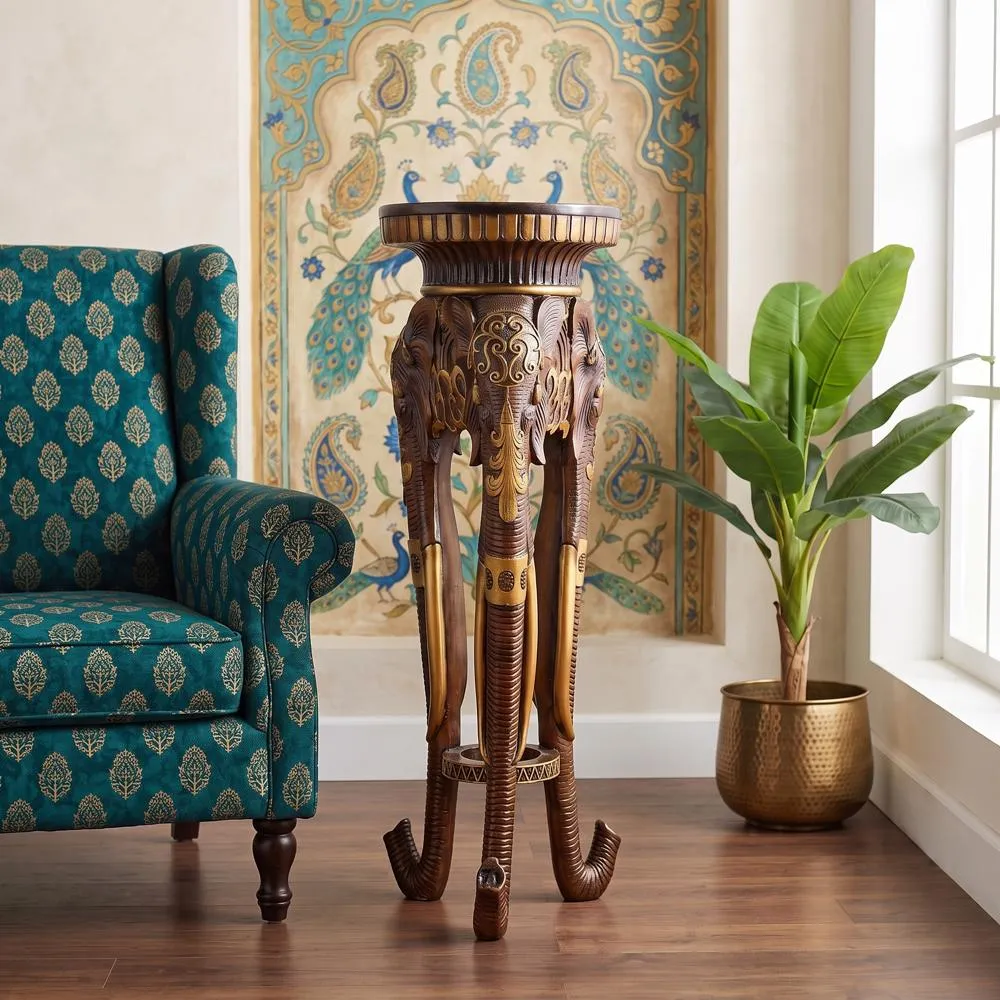 Majestic Elephant Sculptural Pedestal