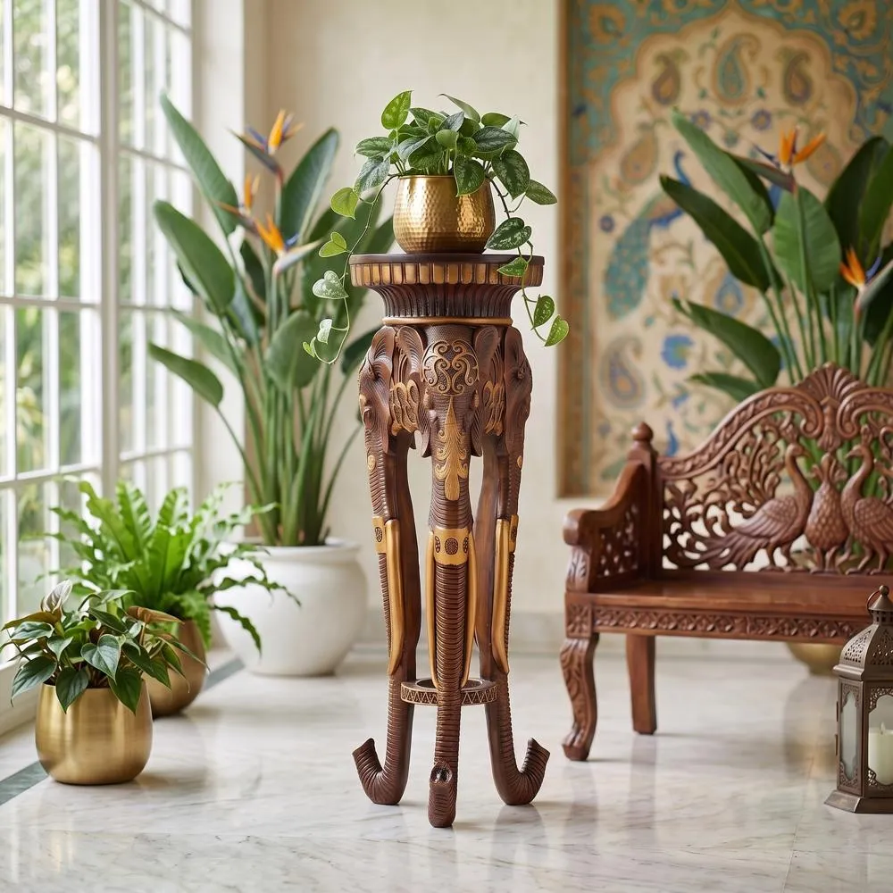 Majestic Elephant Sculptural Pedestal