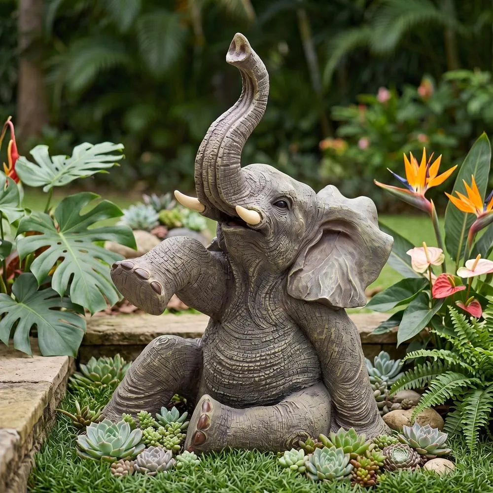 Petey the Pint-Sized Pachyderm Elephant Garden Statue
