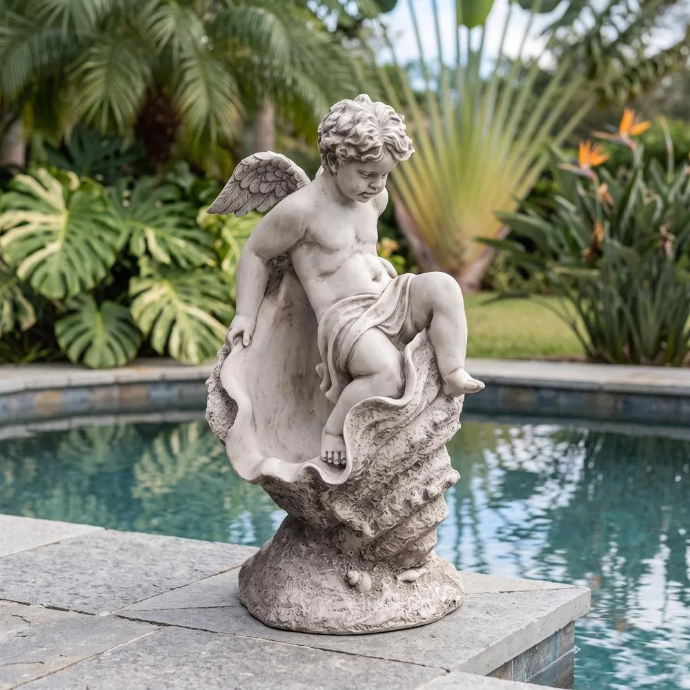 Testing the Waters Cherub Garden Statue
