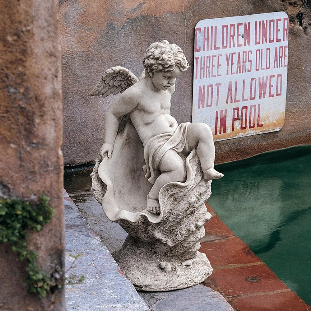 Testing the Waters Cherub Garden Statue