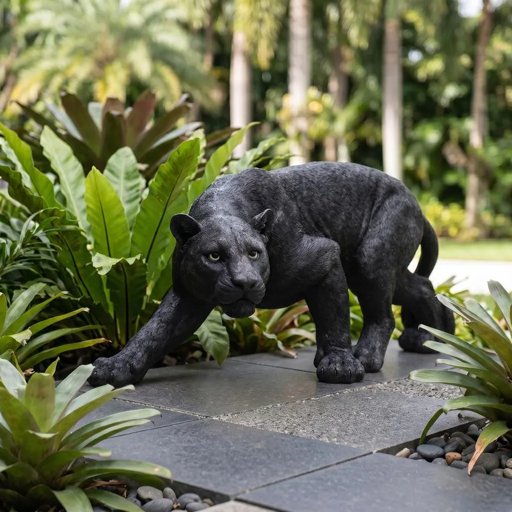Shadowed Predator Black Panther Statue: Medium
