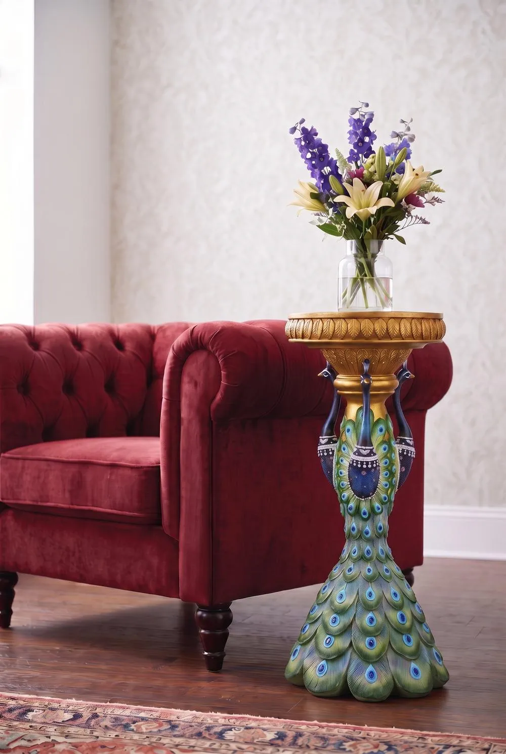 Great Ruler Peacock Sculptural Pedestal Column