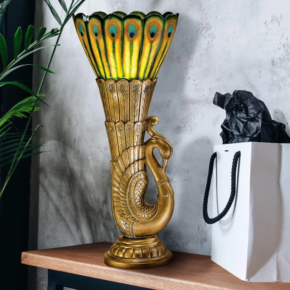 Art Deco Peacock Sculptural Table Lamp: Each