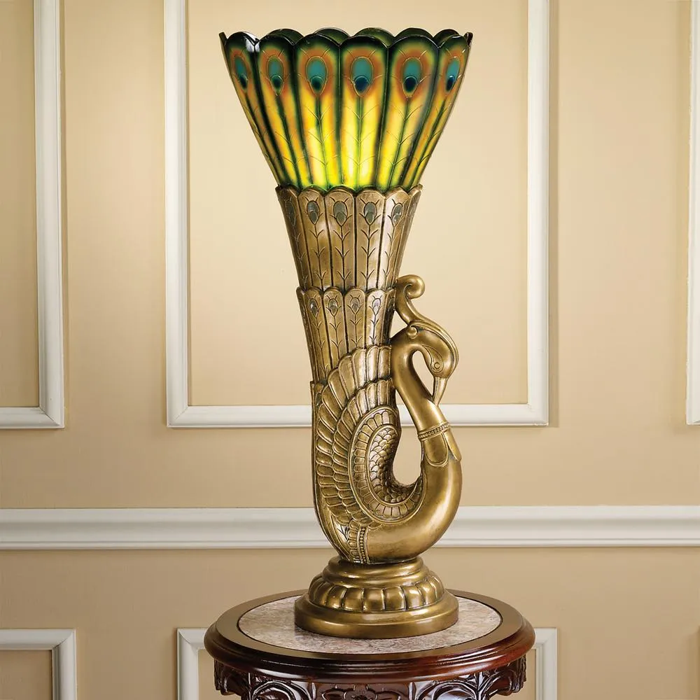 Art Deco Peacock Sculptural Table Lamp: Each