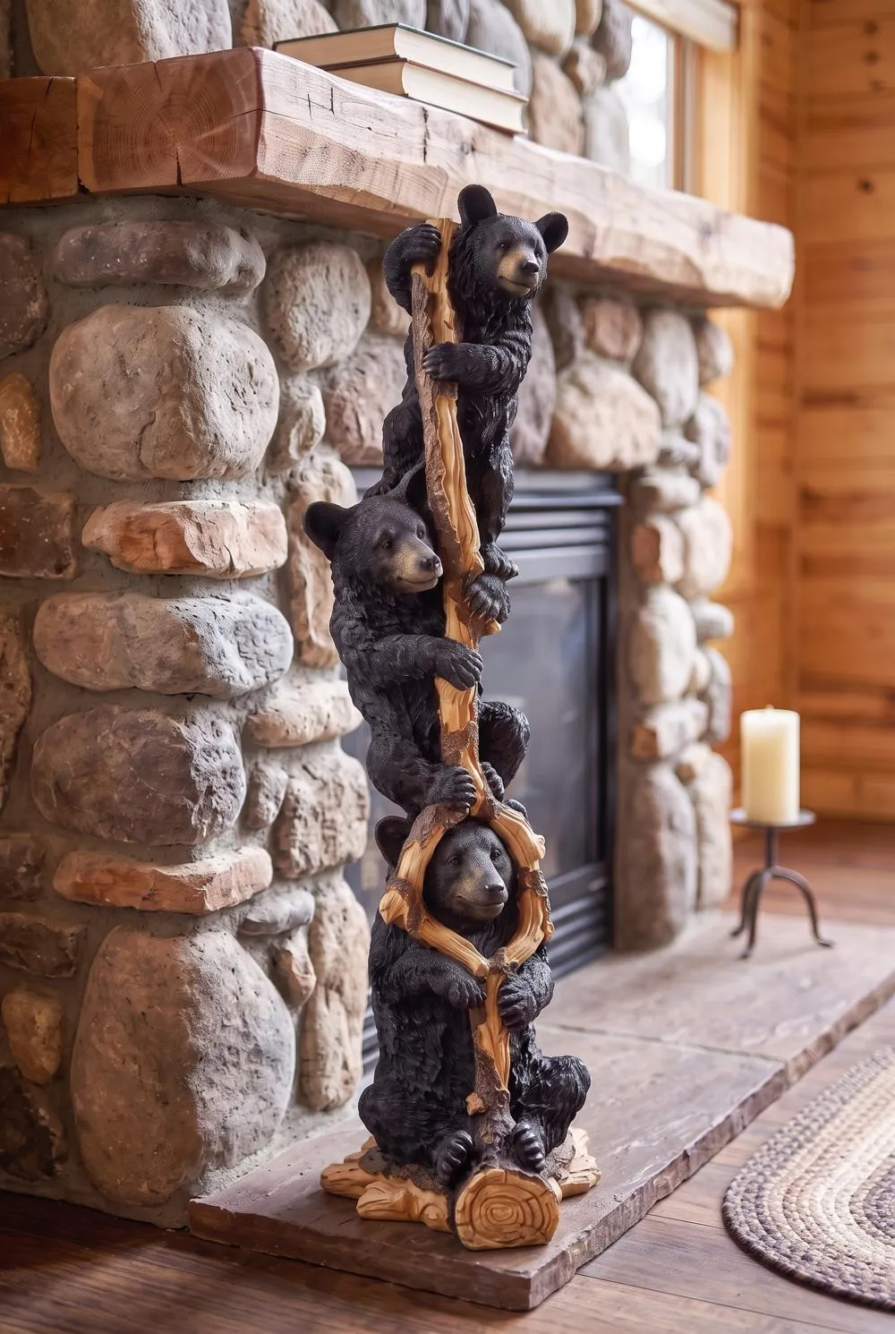 Black Bear Cubs Up a Tree Statue