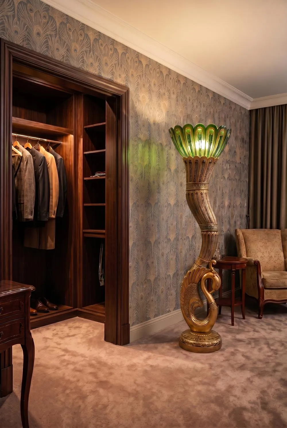 Art Deco Peacock Sculptural Floor Lamp