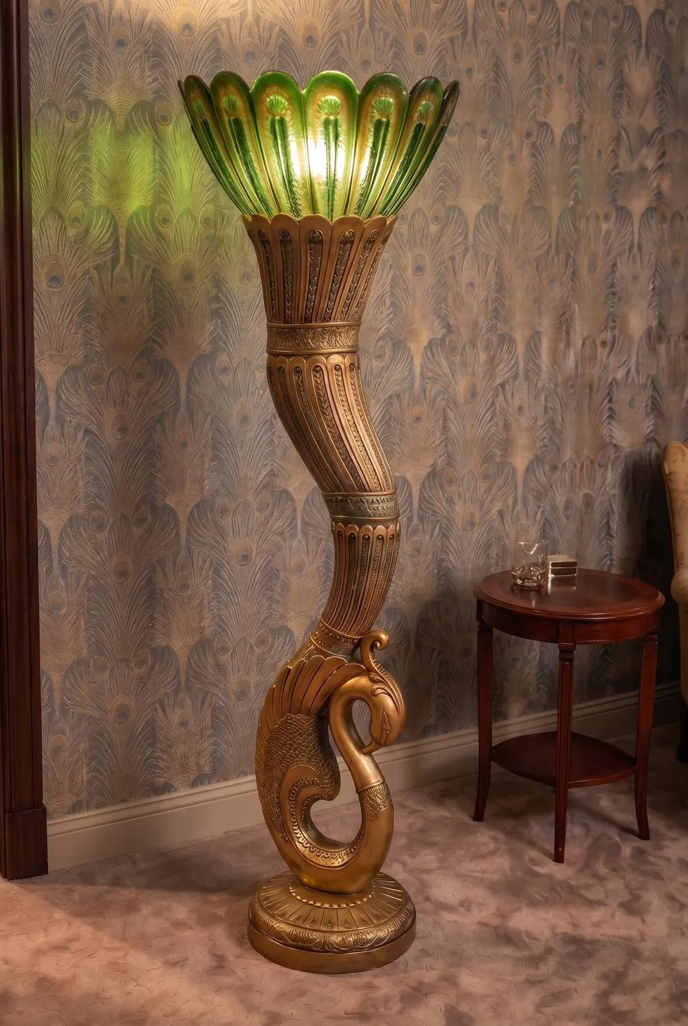 Art Deco Peacock Sculptural Floor Lamp