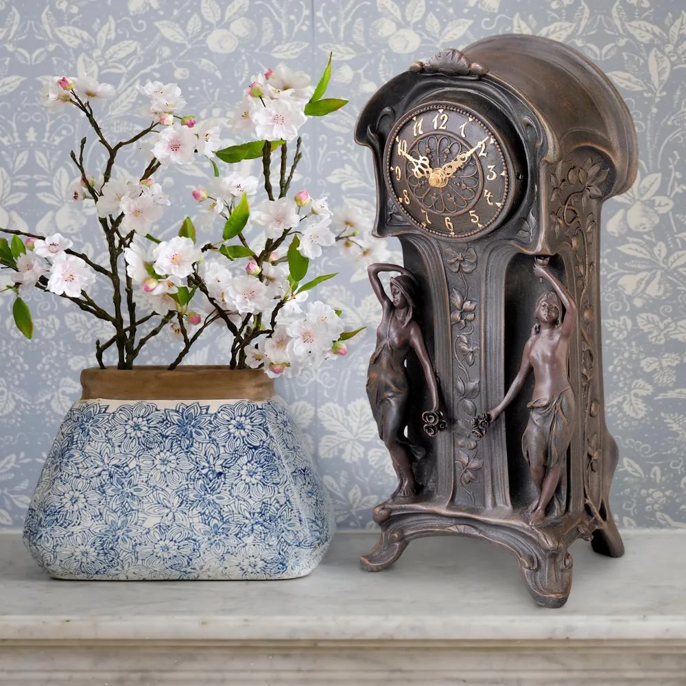 Dual Maiden Art Nouveau Mantelpiece Clock