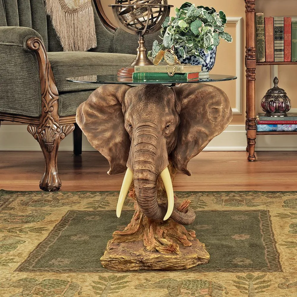 Lord Earl Houghton's Elephant Trophy Glass-Topped Sculptural Table