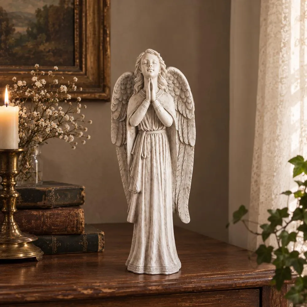 Divine Guidance: Praying Angel Garden Statue: Medium