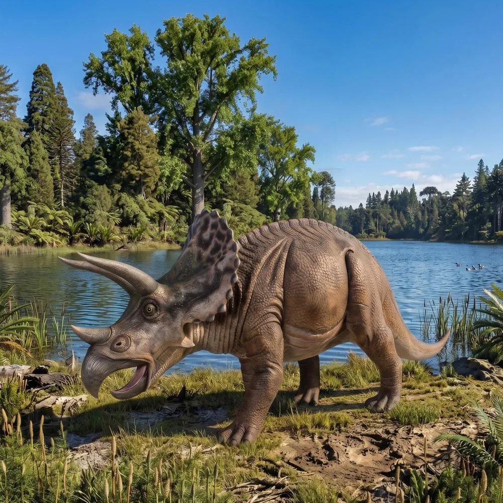 Jurassic-Sized Triceratops Dinosaur Statue