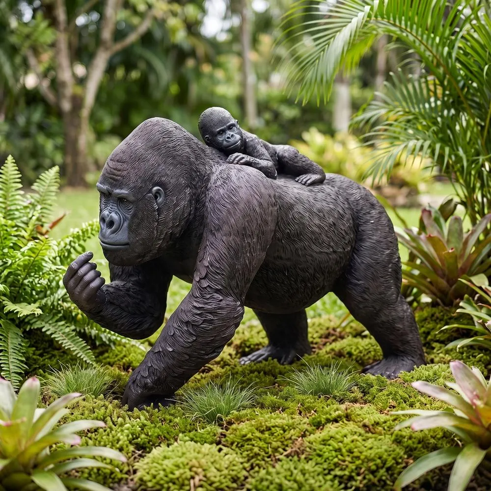 The Lowland Gorillas Mother & Child Great Ape Statue