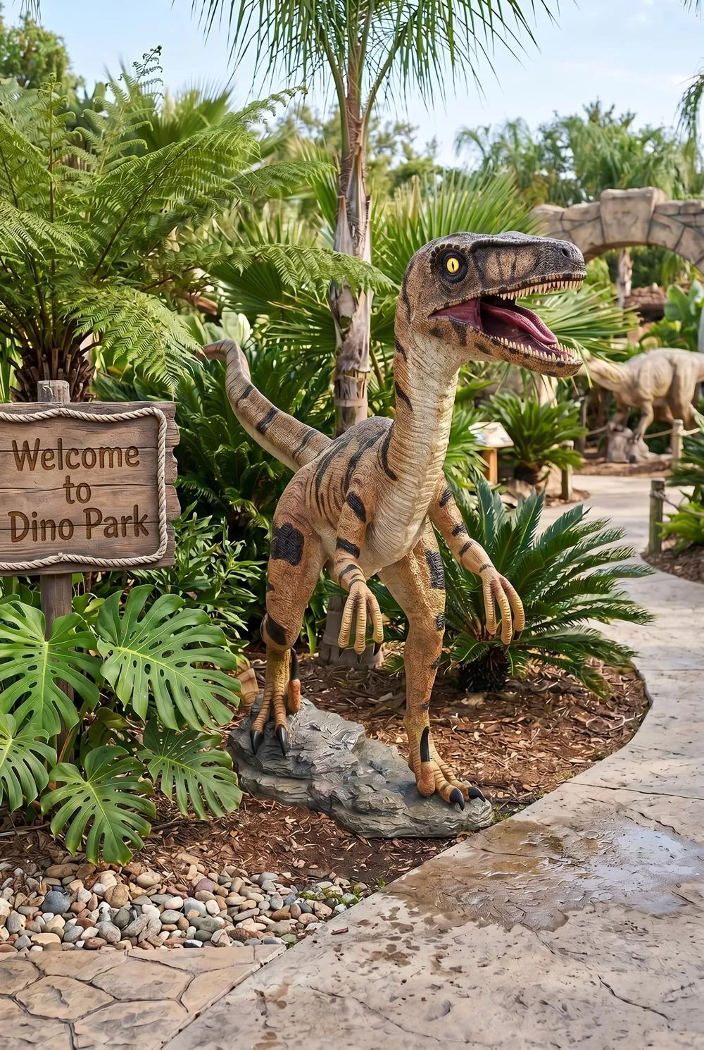 Velociraptor Jurassic-sized Dinosaur Statue