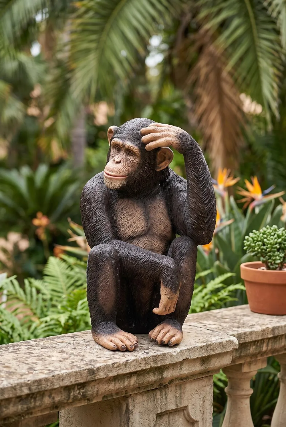 Chauncey the Confused Chimp Garden Monkey Statue