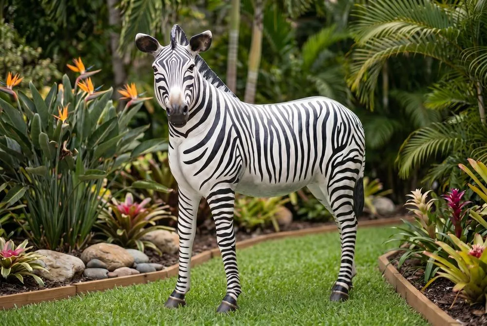 Grand-Scale African Zebra Statue