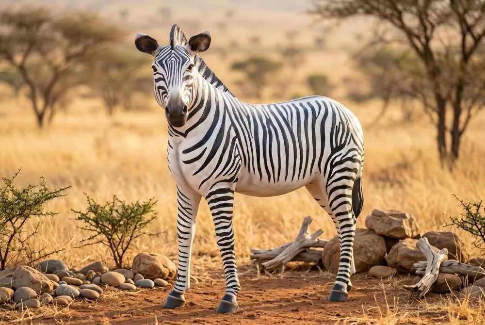 Grand-Scale African Zebra Statue