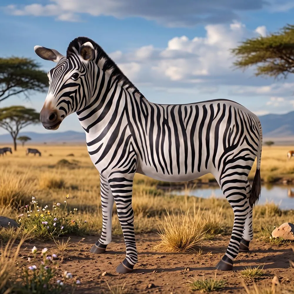 Grand-Scale African Zebra Statue