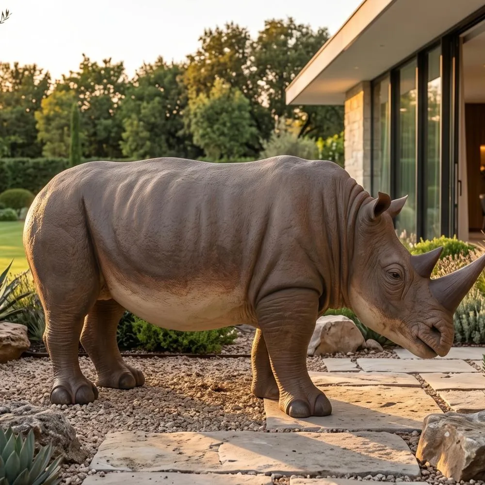 Grand-Scale African Rhinoceros Wildlife Statue