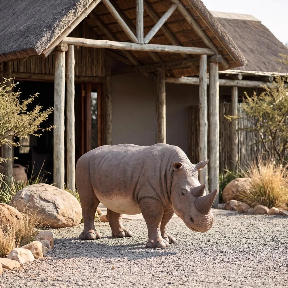Grand-Scale African Rhinoceros Wildlife Statue