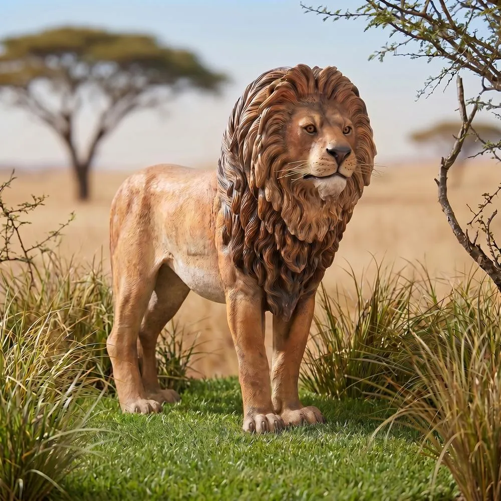 King of the Lions Life-Size Garden Statue