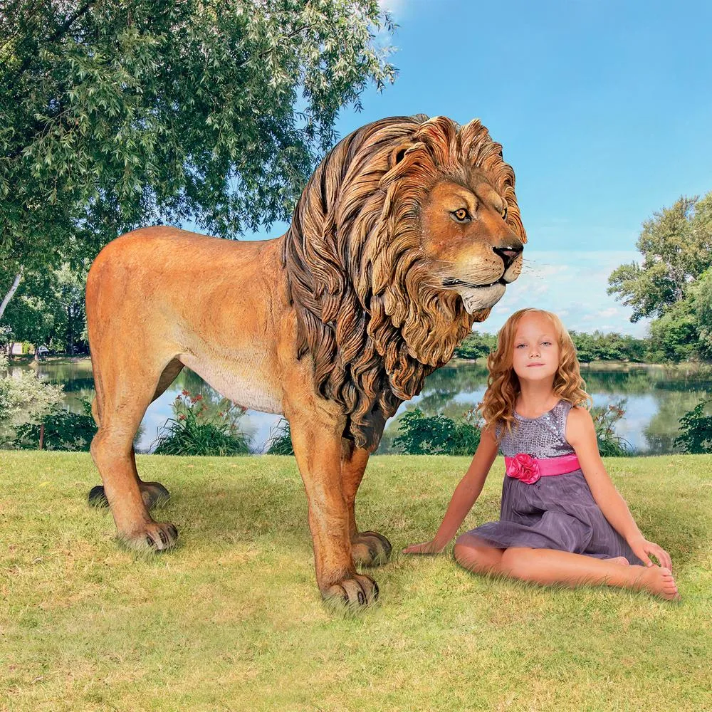 King of the Lions Life-Size Garden Statue