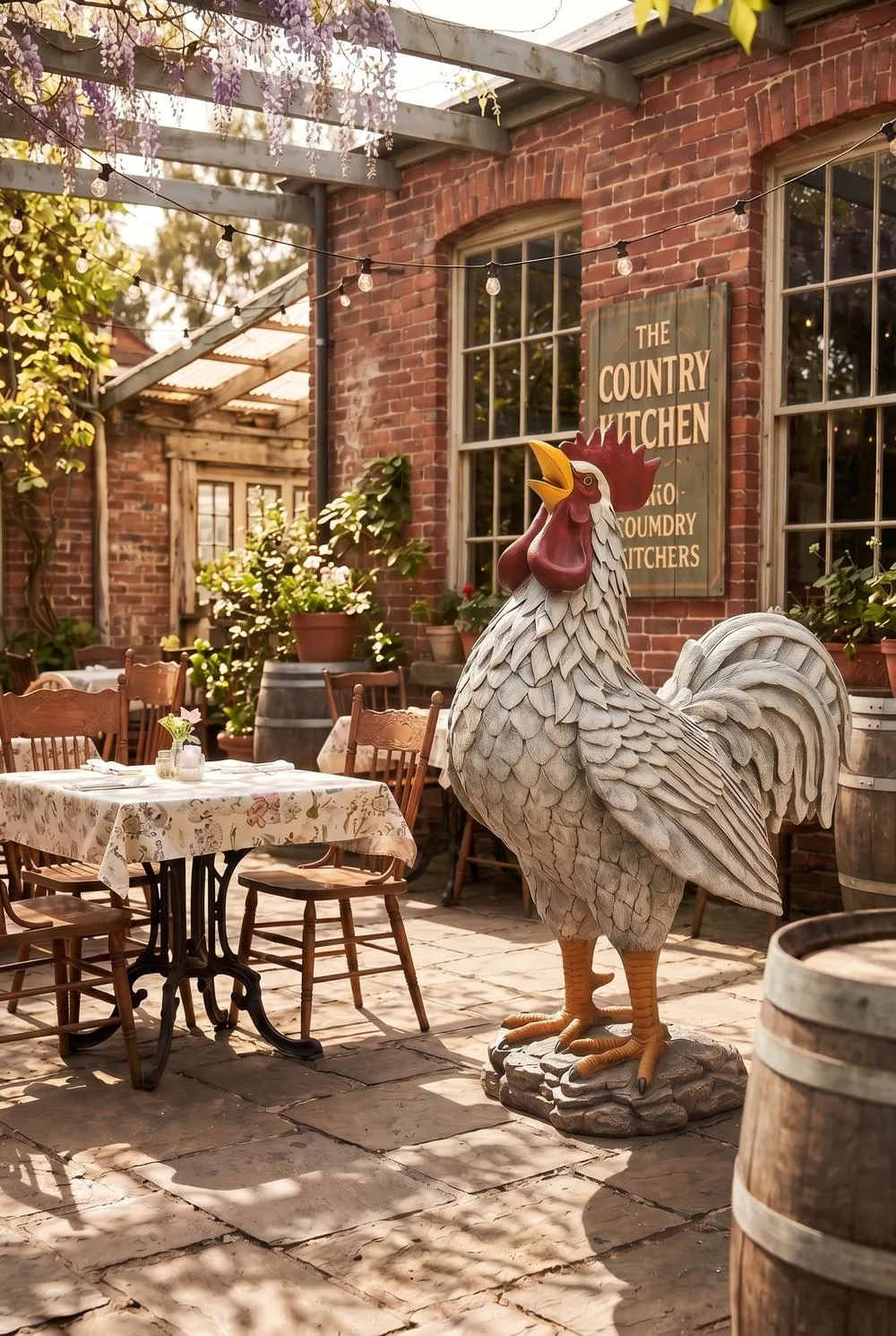 Cock-a-doodle-do, Giant Roadside Rooster Garden Statue