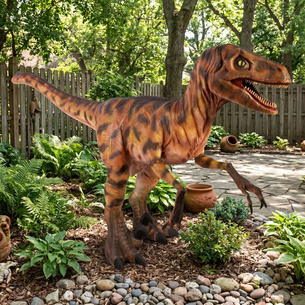 Jurassic-Sized Deinonychus Dinosaur Statue