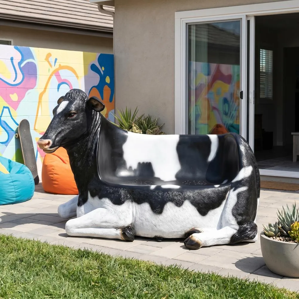 Cowch Holstein Cow Photo Op Sculptural Bench