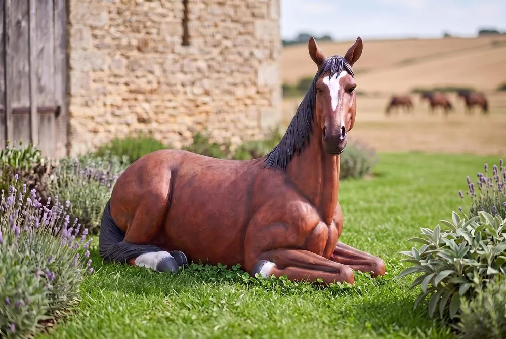 Resting Life-Size Quarter Horse Filly Statue