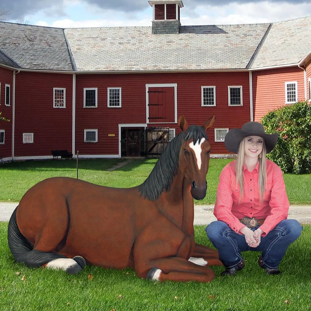 Resting Life-Size Quarter Horse Filly Statue