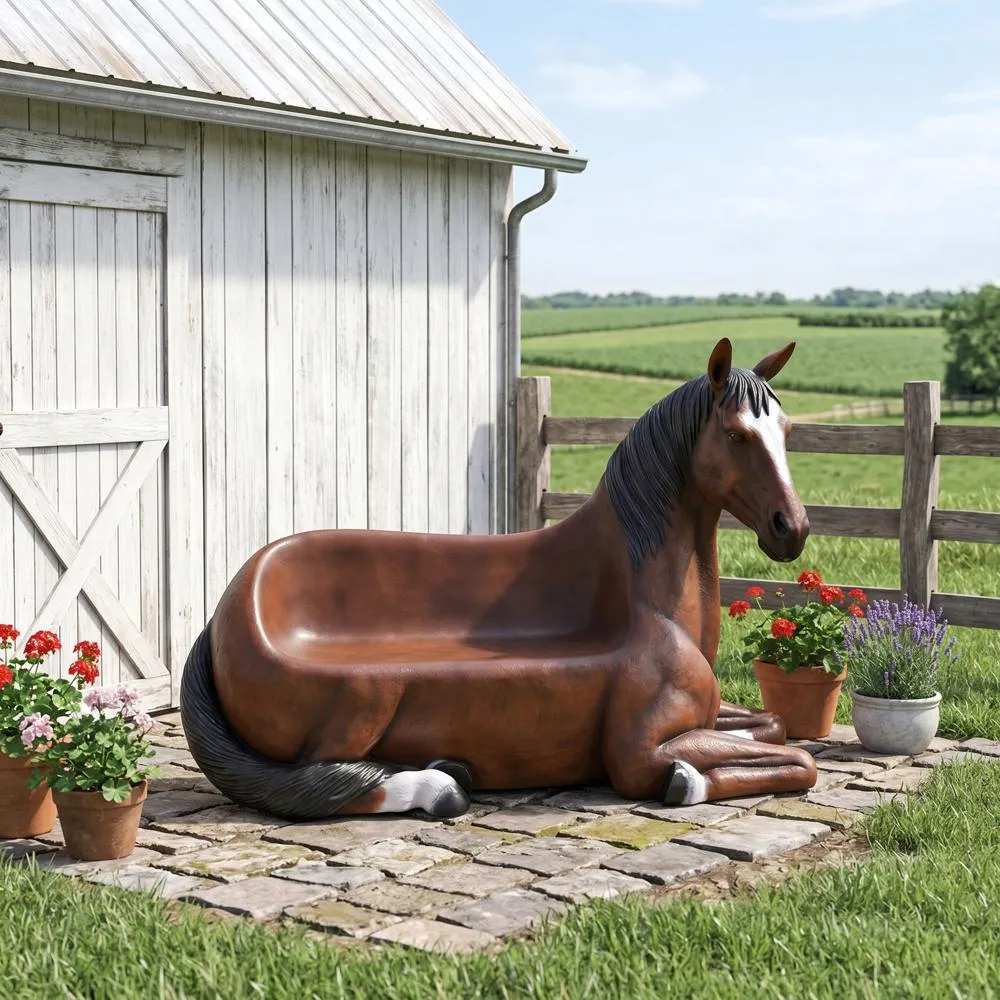 Saddle-Up Horse Photo Op Sculptural Bench