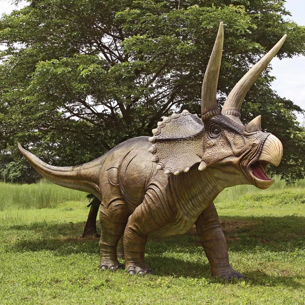 Giant Charging Titan Triceratops Dinosaur Statue