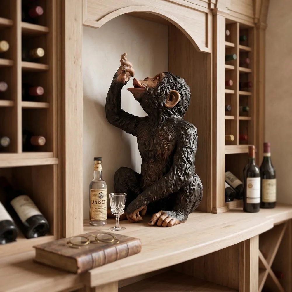 Anisetta Liqueur Drinking Monkey Statue