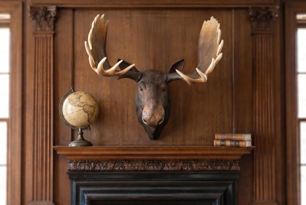 North American Majestic Moose Trophy Head Wall Sculpture
