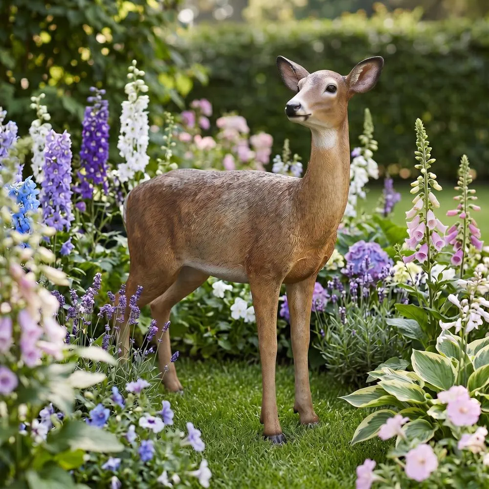 Forest White Tailed Doe, Female Deer Statue