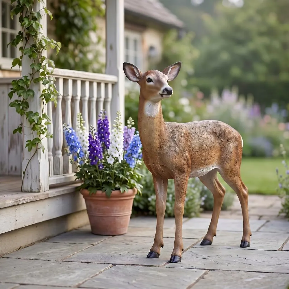 Forest White Tailed Doe, Female Deer Statue