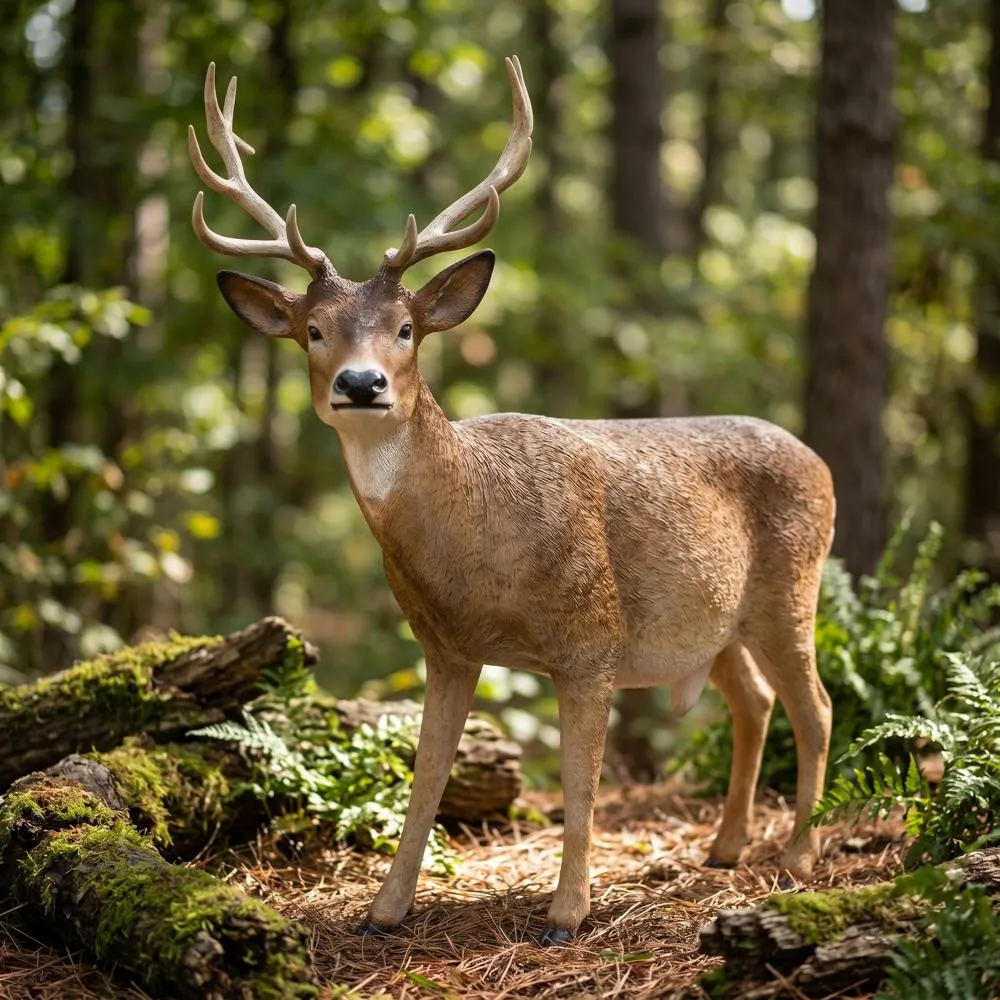 Forest White Tailed Buck, Male Deer Statue