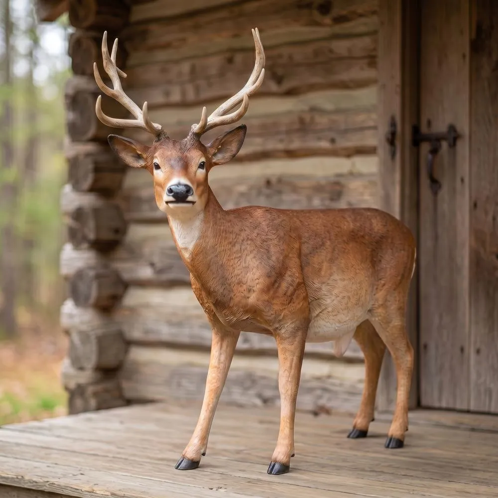 Forest White Tailed Buck, Male Deer Statue