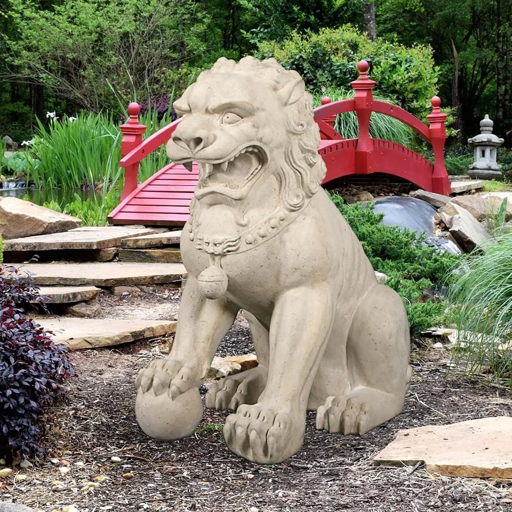 Grand Palace Chinese Lion Foo Dog Statue: Male (alone)
