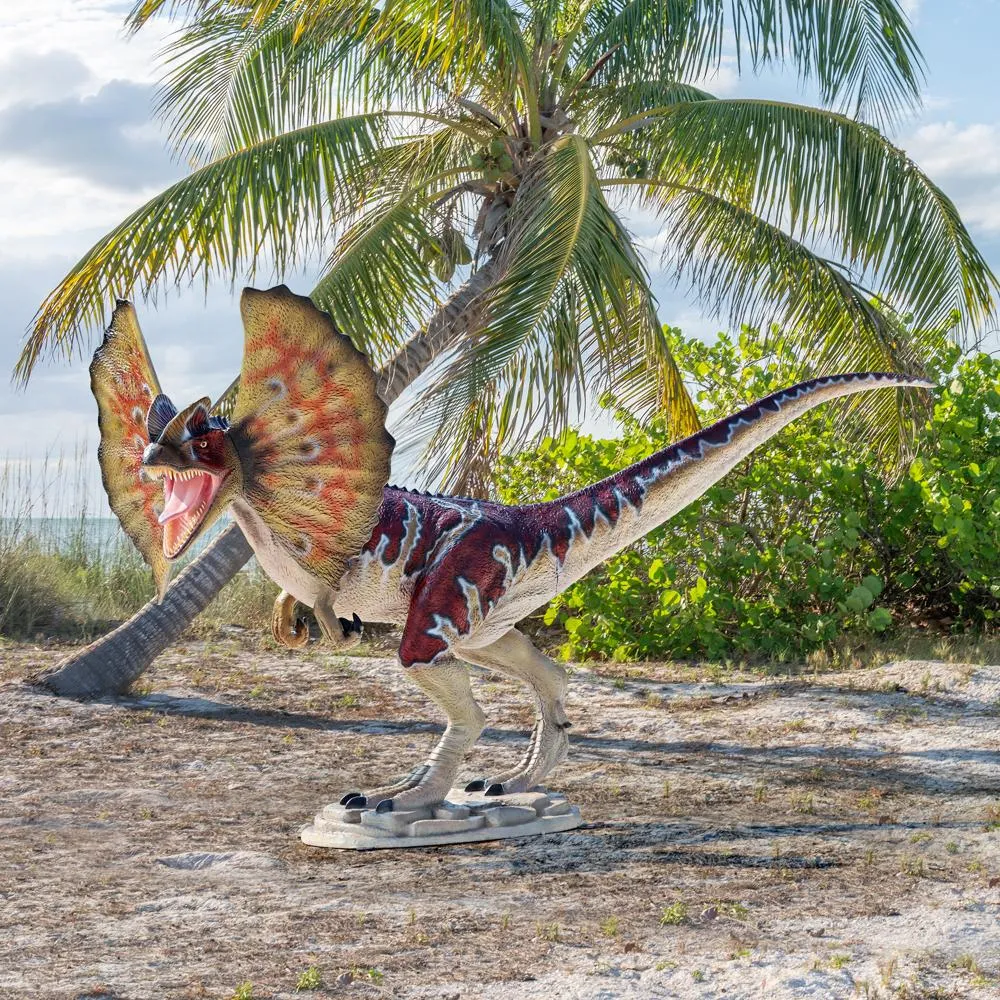 Jurassic-Sized Dilophosaurus Dinosaur Statue