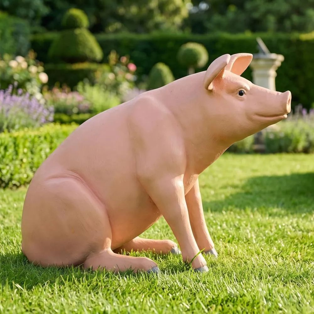 Sitting In Hog Heaven: Large Pig Statue