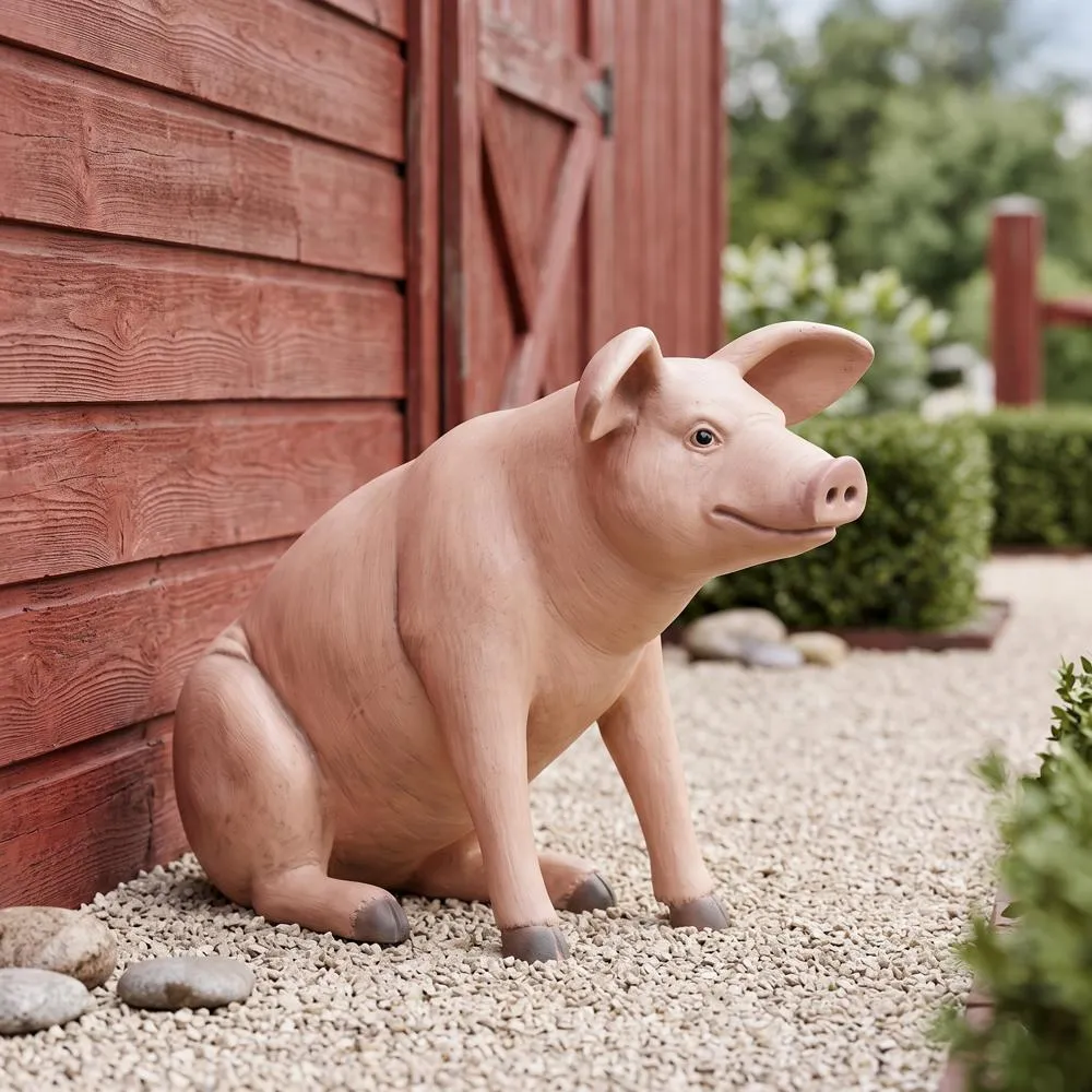 Sitting In Hog Heaven: Large Pig Statue