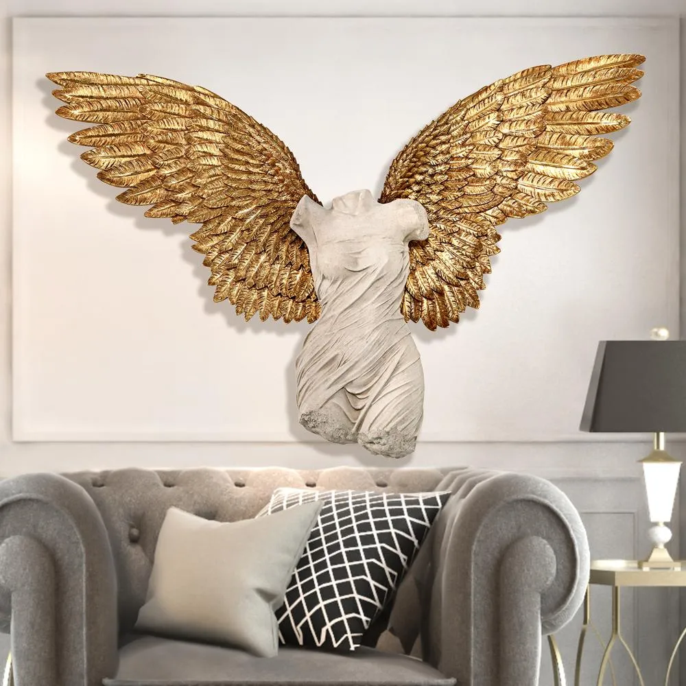 Take Flight Classical Female Torso Angel Wing Wall Sculpture