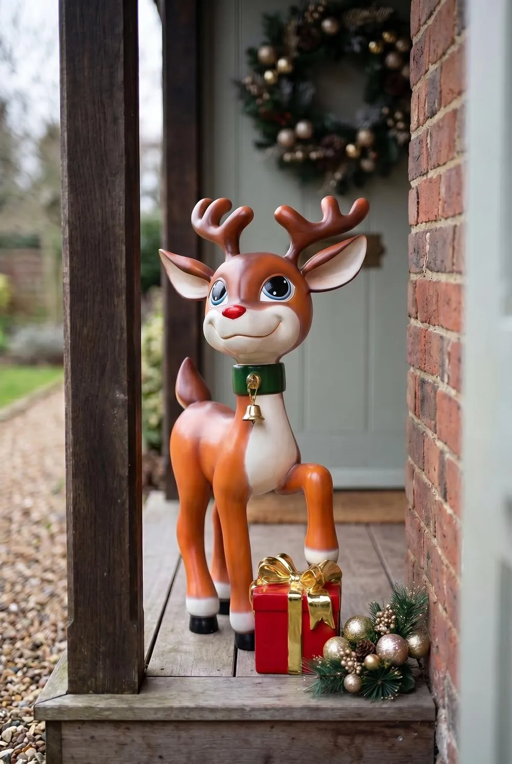 Belle, Santa's Red-Nosed Christmas Reindeer Statue