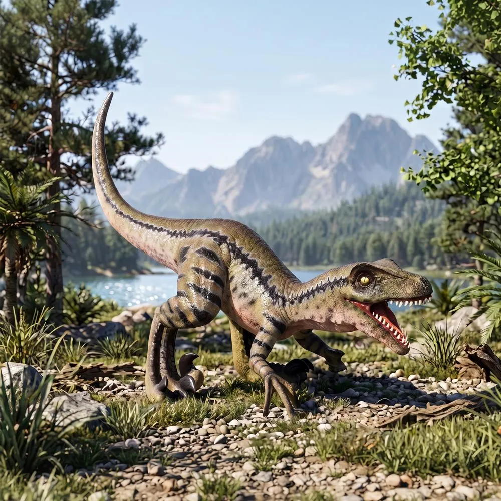 Razor Beak Vicious Velociraptor Jurassic Dinosaur Statue