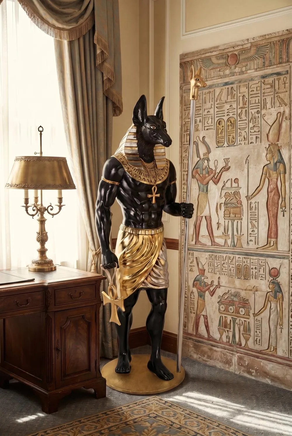 The Egyptian Grand Ruler Collection: Life-Size Anubis Statue