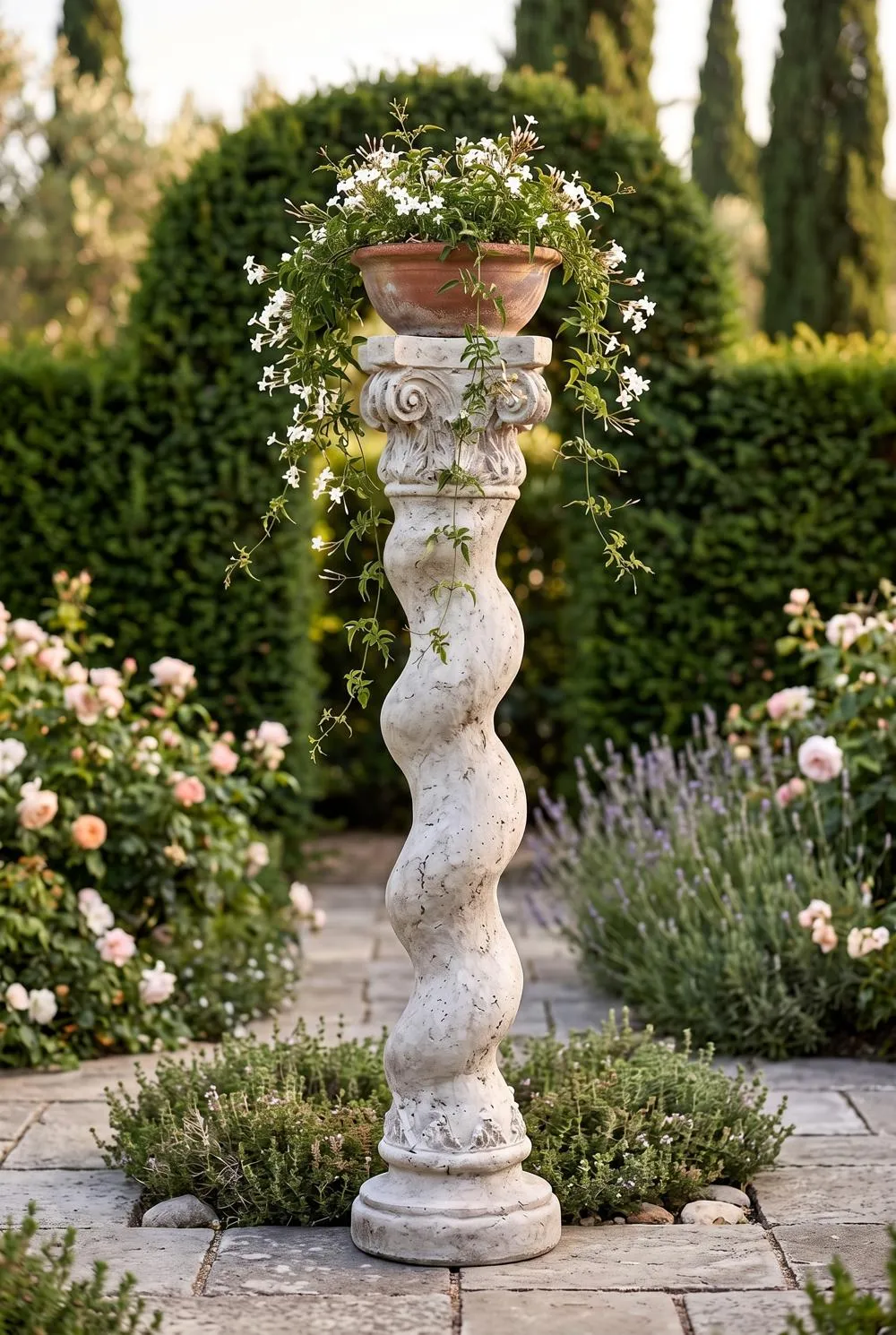 Capitoline Barley Corkscrew Column Statuary Pedestal: Giant