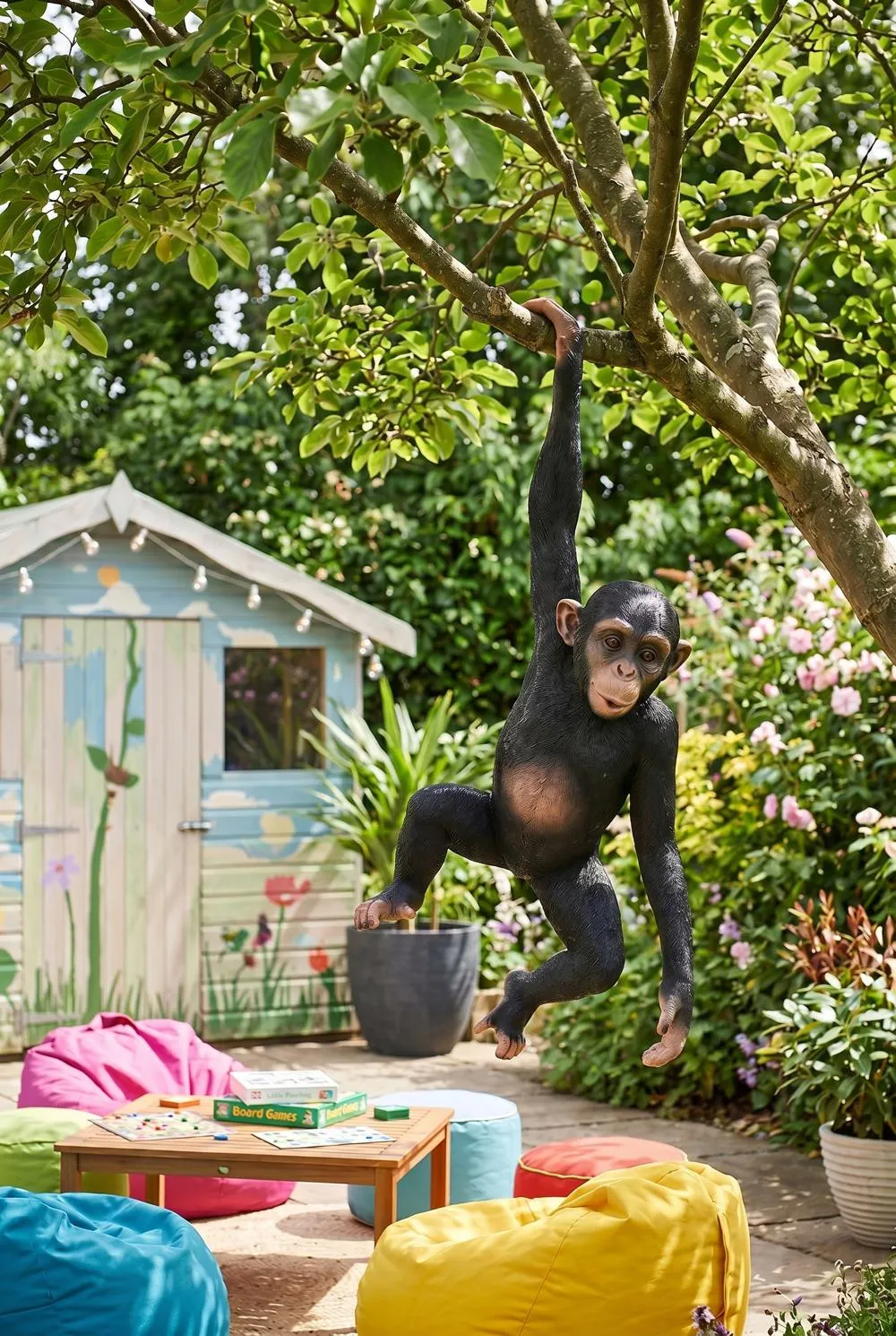 Hanging Chimp Jungle Monkey Statue